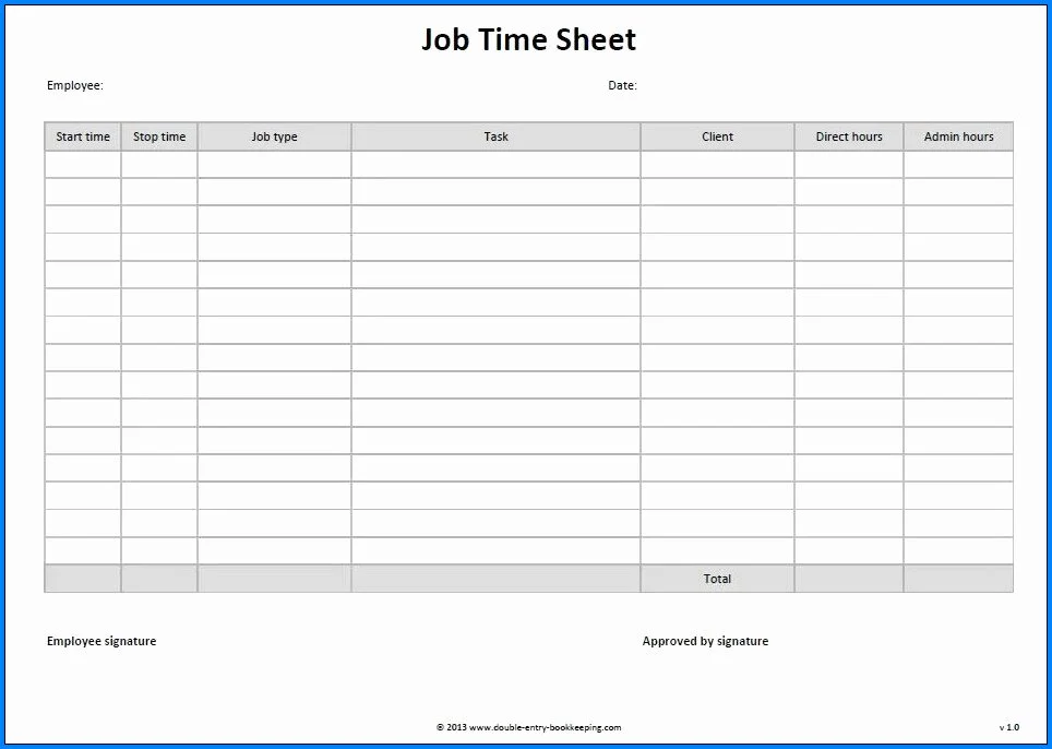 Free Time Sheets to Print